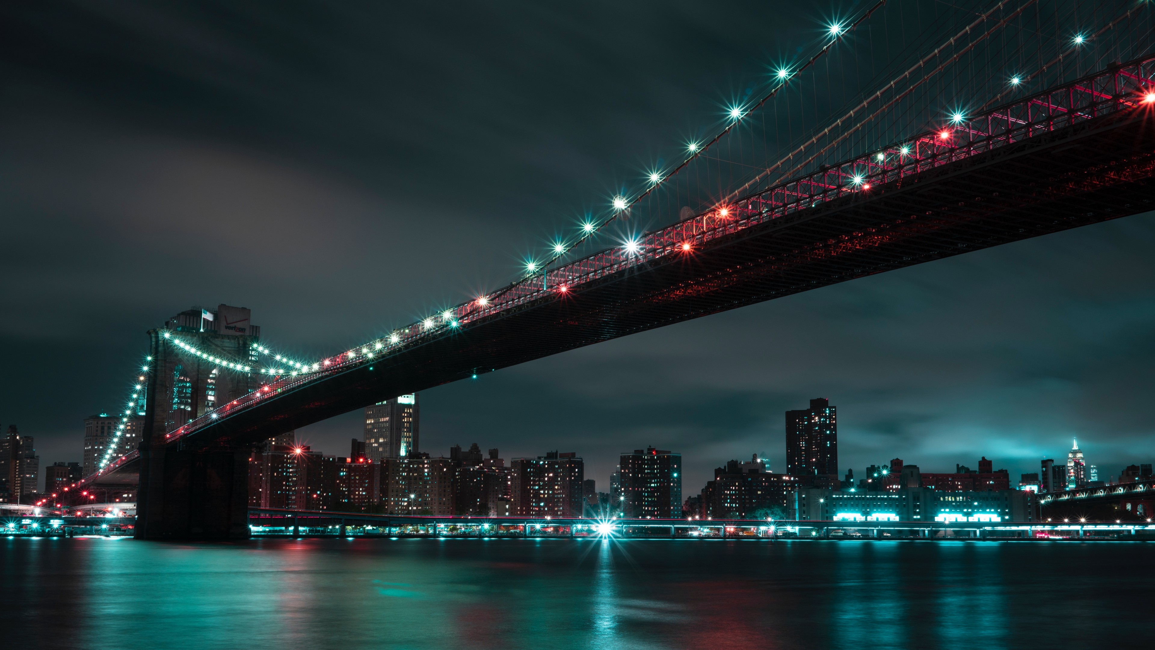 4K Bridge Night City Lights Wallpaper - [3840X2160]
