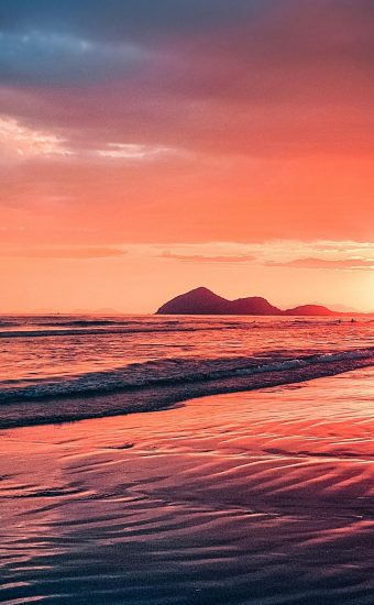 AI Generative Panorama view of sunset sunrise sea ocean summer with  textured clouds and beautiful sunlight in blue and pink tones Romantic  tender wallpaper soft air harmonious stunning artistic 27453607 Stock Photo